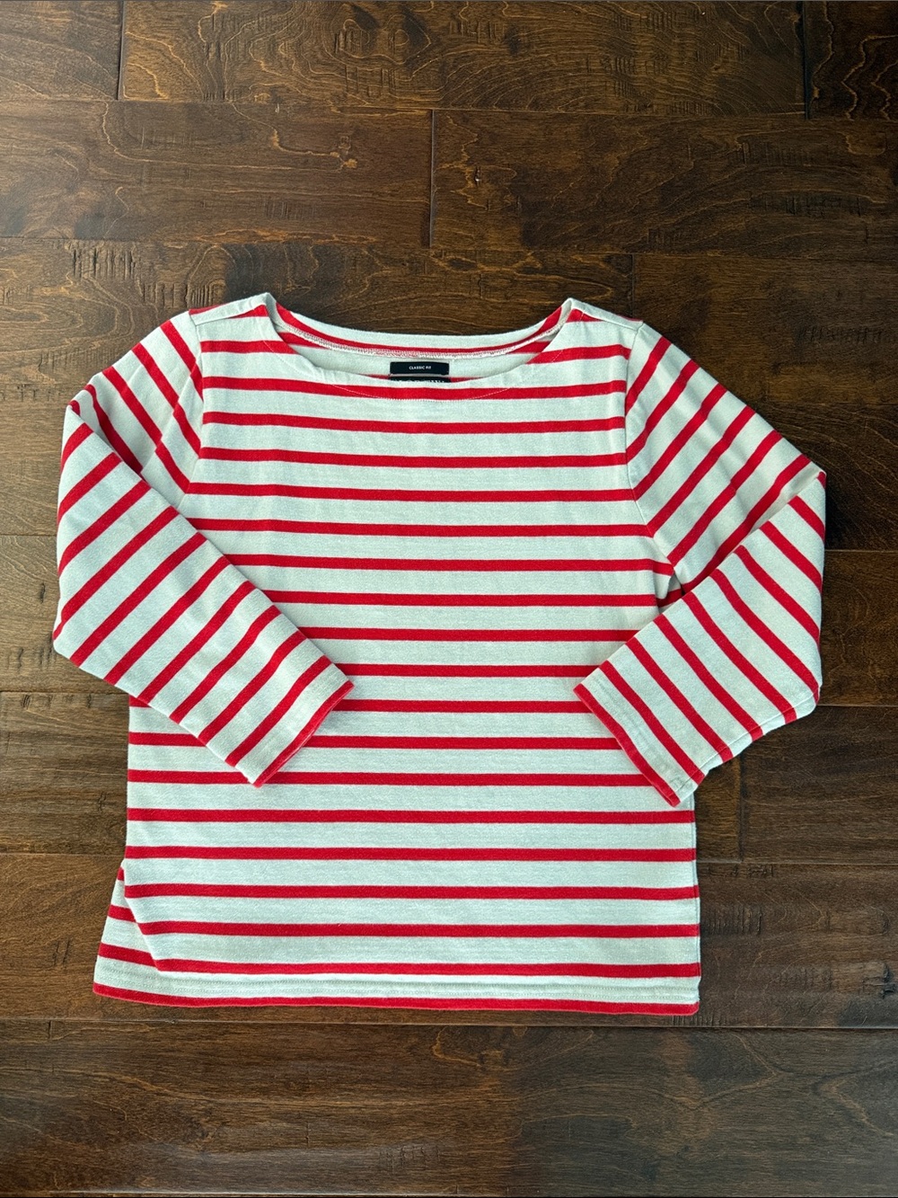 J. Crew Red and White Striped Long Sleeve Tee